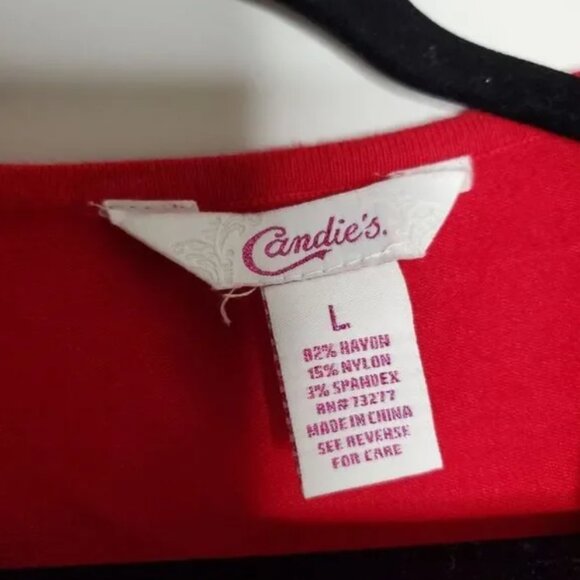 Candies Rich Red Twist Front Sweetheart Neck Fitted Sweater Top - Picture 4 of 8